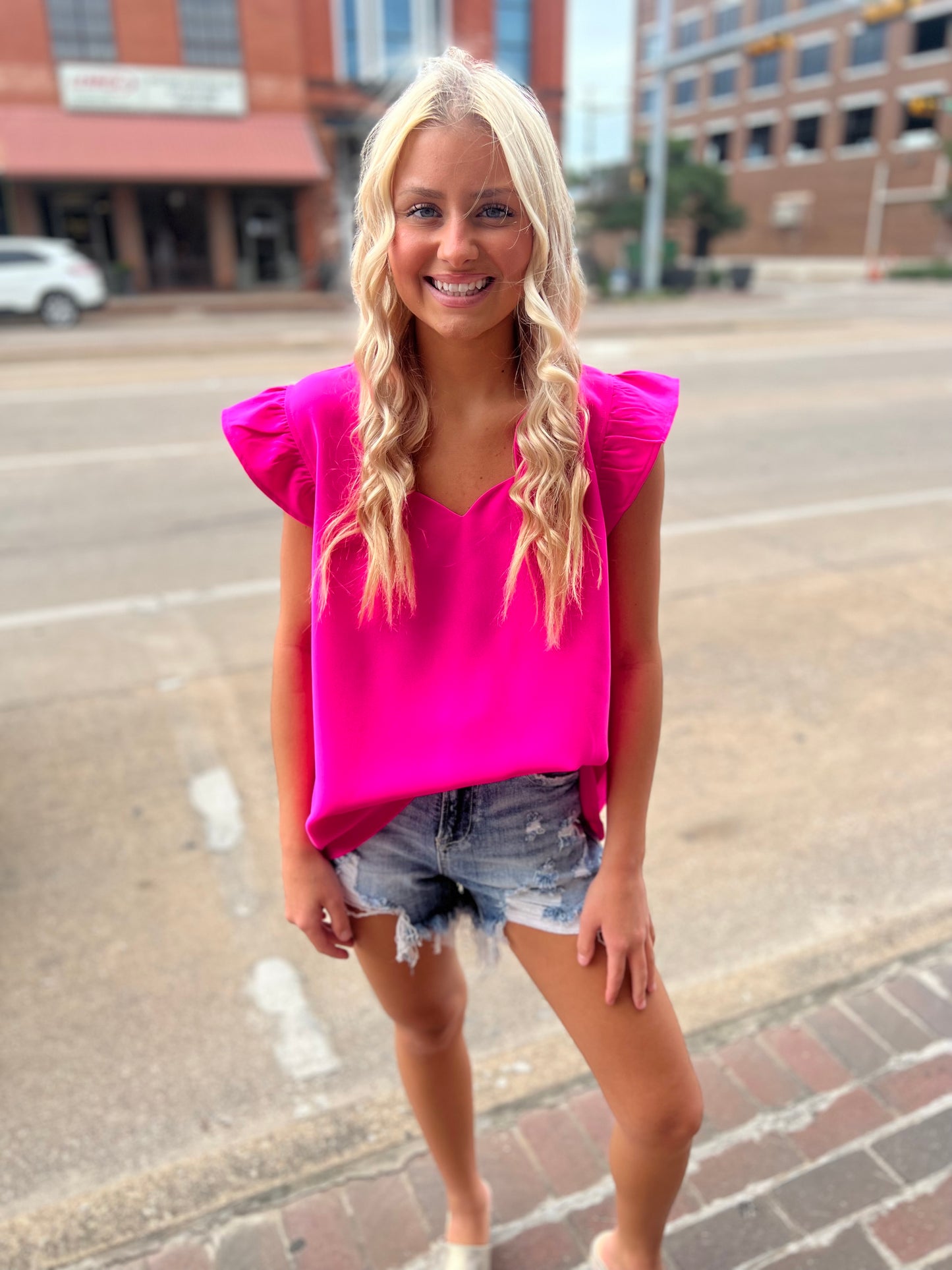 Pink Scalloped Hem top