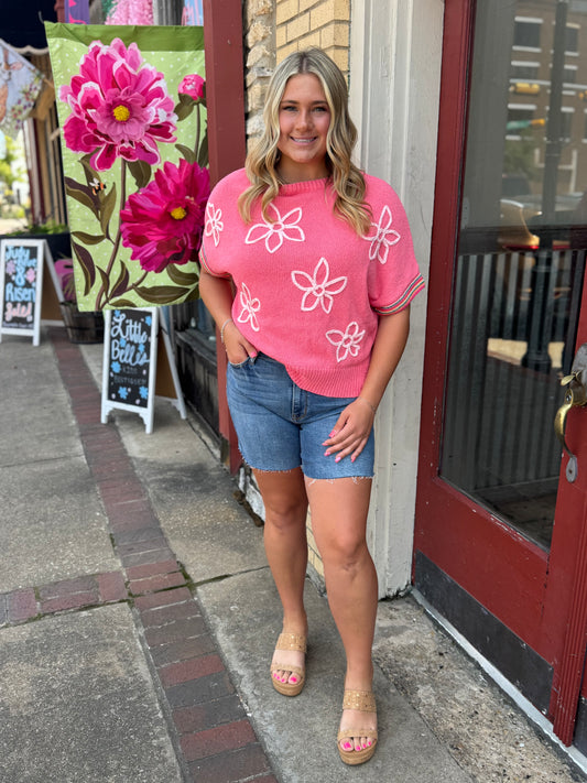 CALYPSO PINK HALF SLEEVE SWEATER