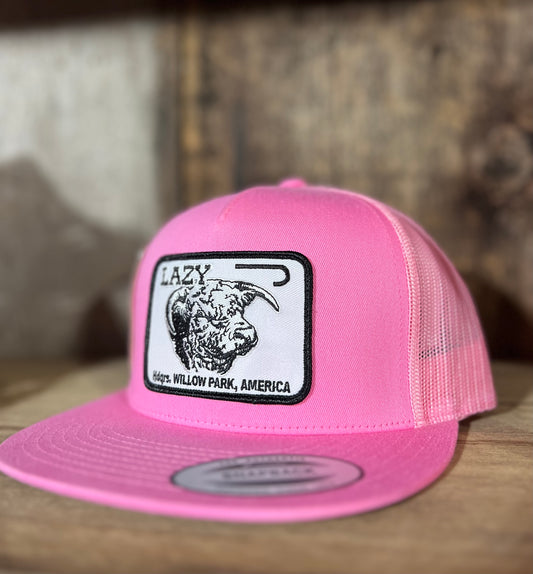 Lazy J Pink Hat With Hereford Patch