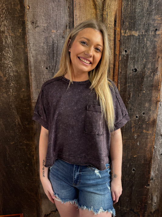 Sydney Black Mineral Wash Tee