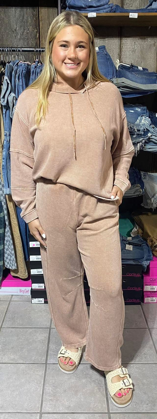 Mocha Cozy Knit Textured Sweatshirt