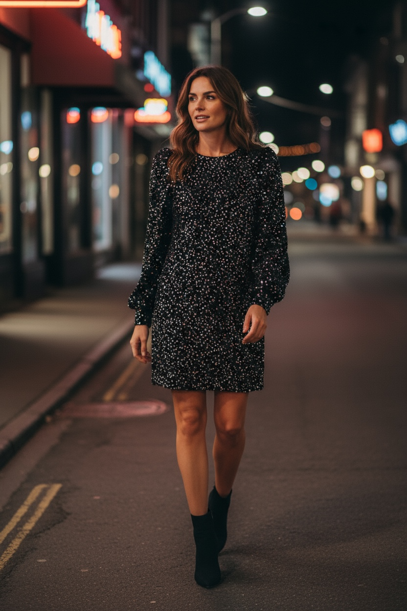 OLD FLAME BLACK SEQUIN DRESS