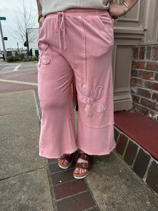 Rose Flower Patch Terry Pants