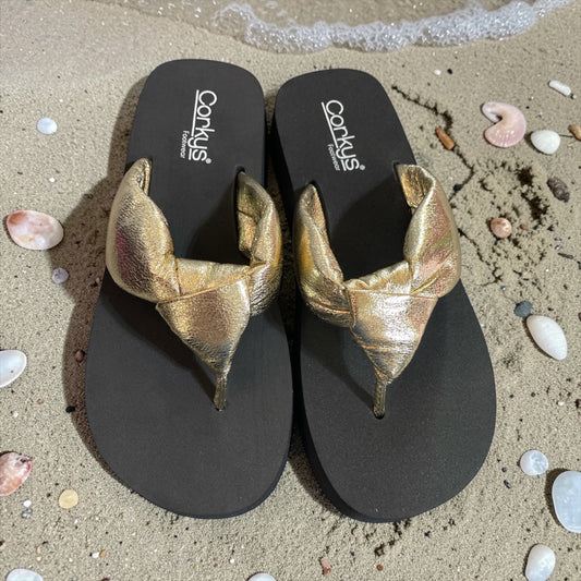 CORKYS YOU GO GIRL GOLD FLIP FLOP