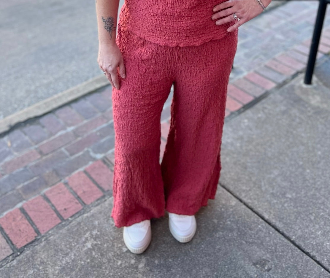 Rouge Textured Pants of Set