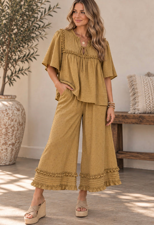 RACHEL WIDE LEG CROP PANTS SET