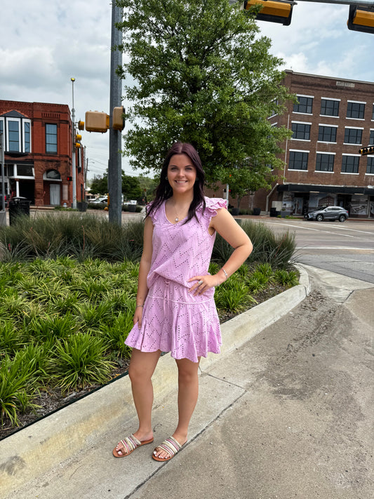 Lavender Eyelet Skort Set