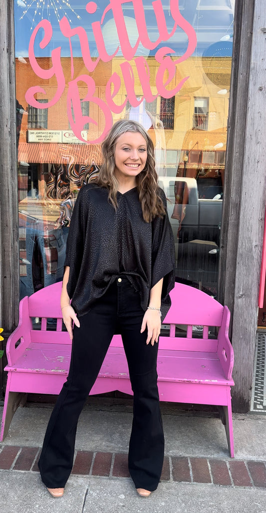 Judy Blue Gritty Black Tummy Flares Control