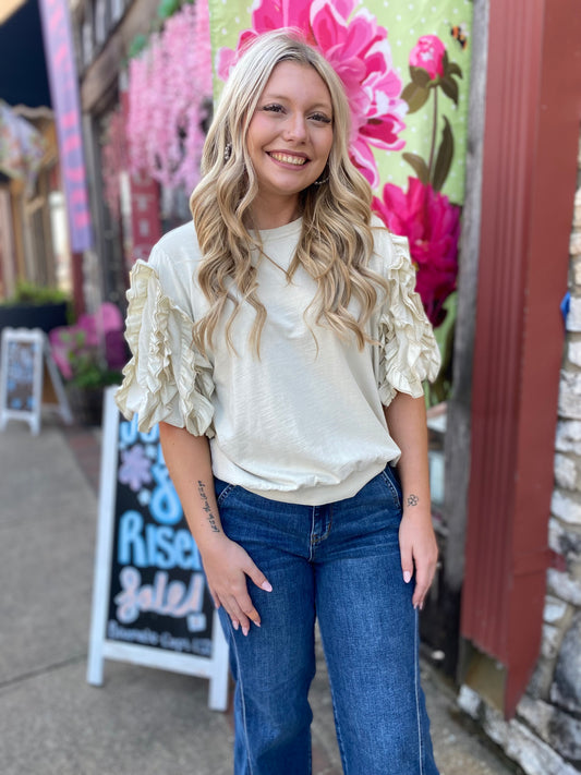 VANILLA PLEASE RUFFLE TOP