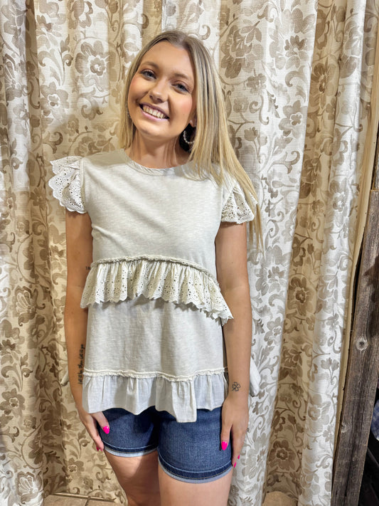Ruffled Cap Sleeve Top