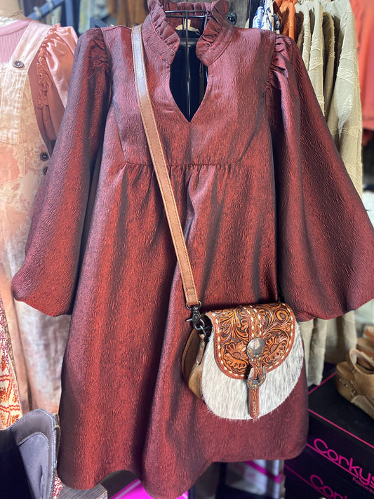 BURGUNDY ELEGANCE DRESS