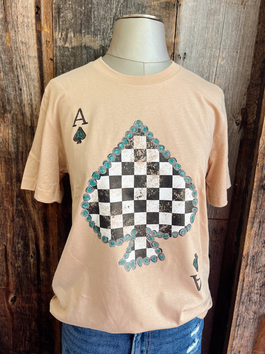 Checkered Ace of Spades Tee