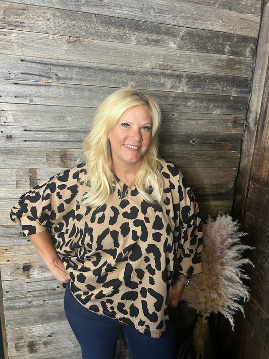 Leopard Dolman Top