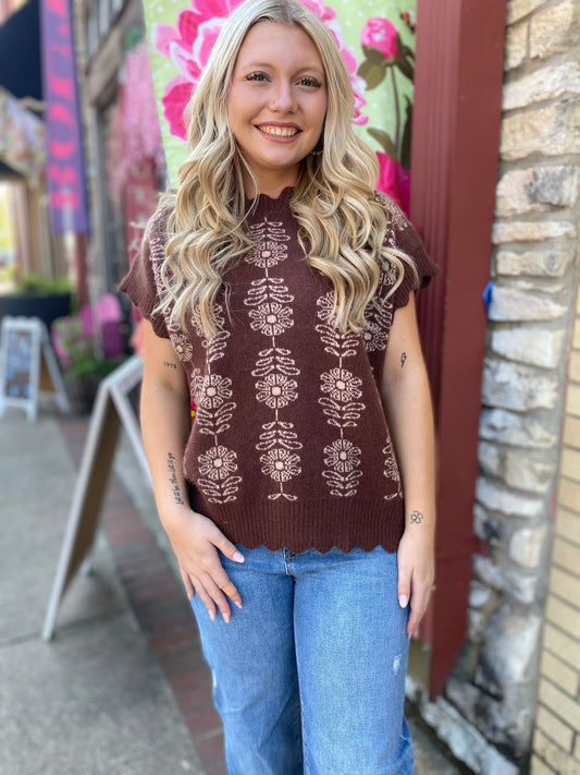 ESPRESSO & FLOWERS SWEATER VEST