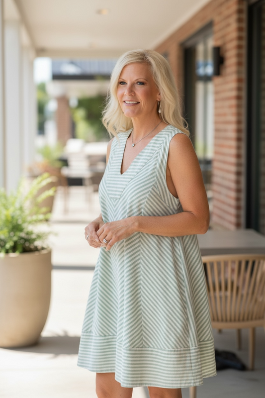 LILLIAN MINT STRIPES DRESS