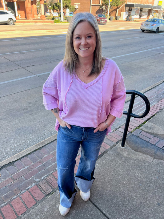 Lilac Brin Waffle Knit Top