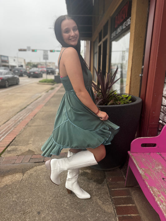 KNEALY TEAL DETAILED DRESS