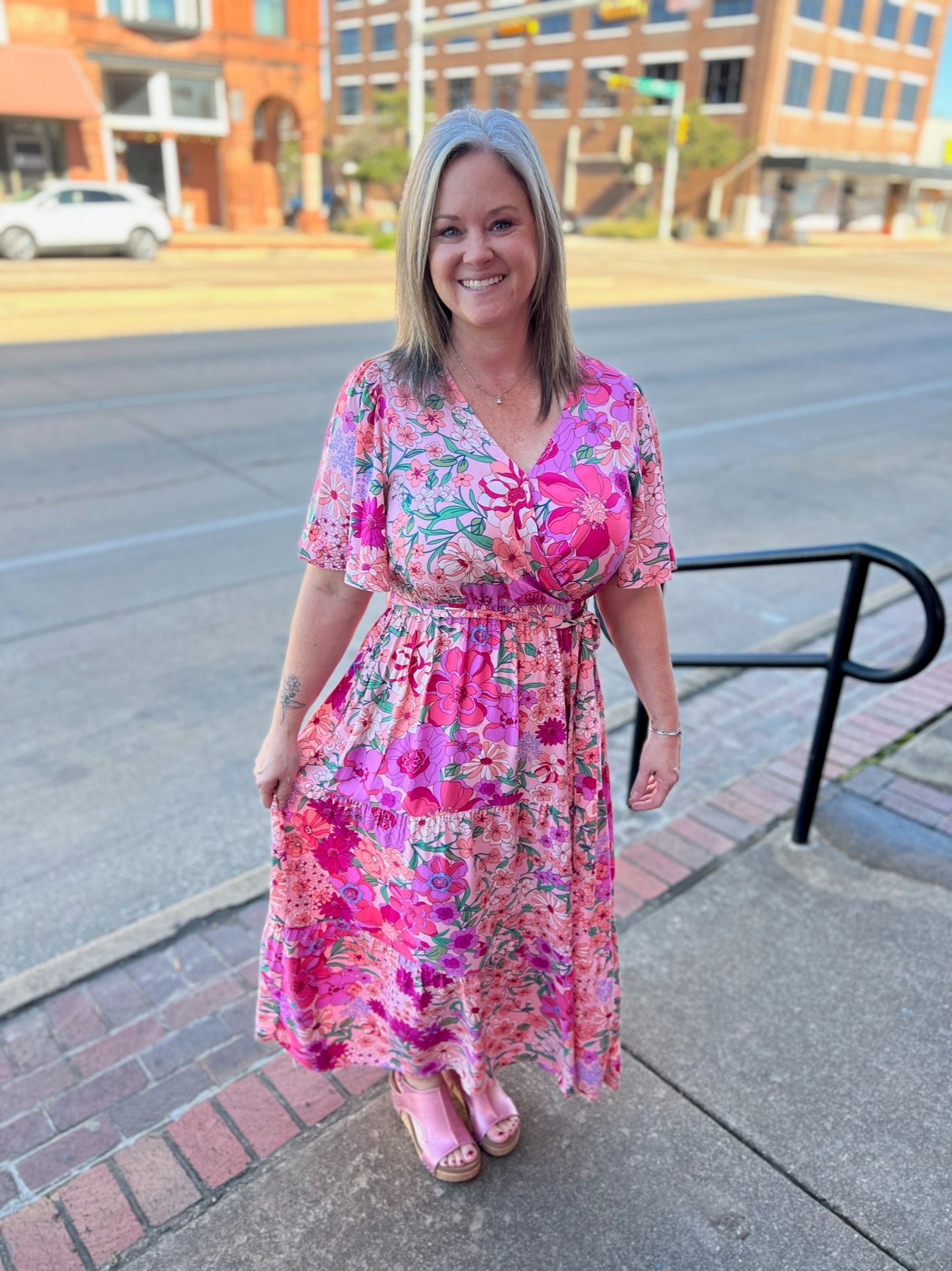 Pink Flower Feilds Maxi Dress