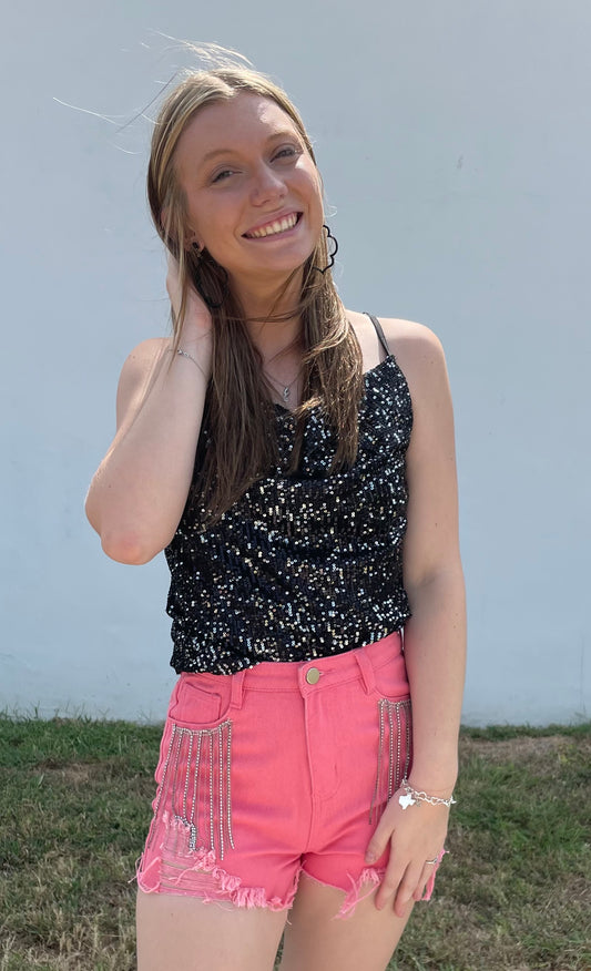 Black and Silver Sequin Tank