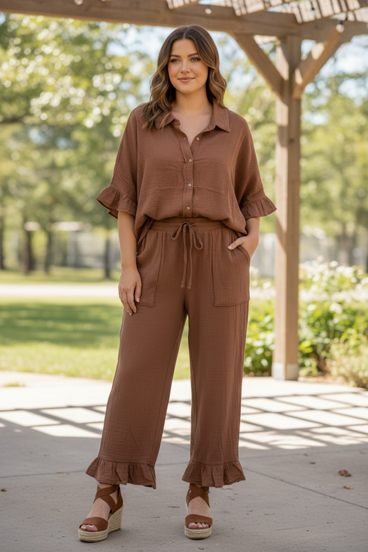 EASEL KOKO GAUZE PANTS SET