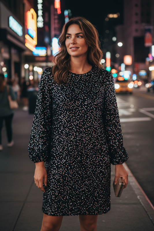 OLD FLAME BLACK SEQUIN DRESS