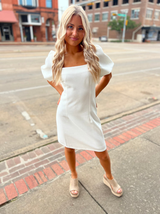 Special Occasion White Textured Dress