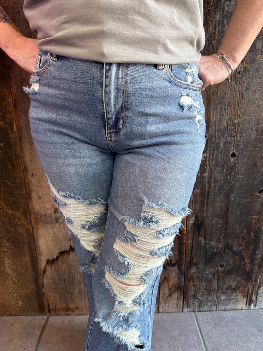 Judy Blue Concert Night Destroyed Straight Jeans