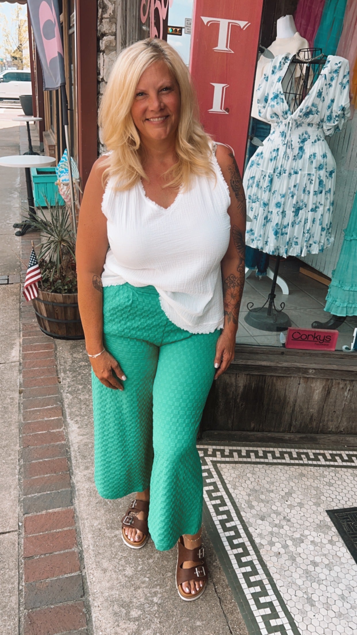 Tatum Textured Green Pants