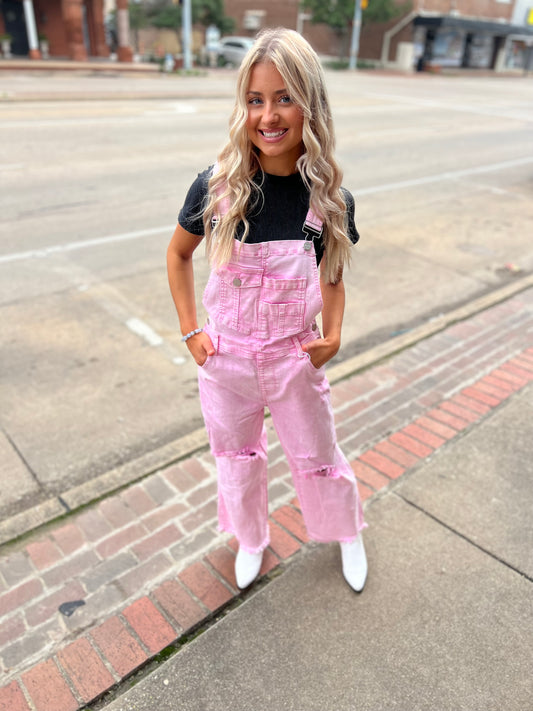 Risen Washed Pink Overalls