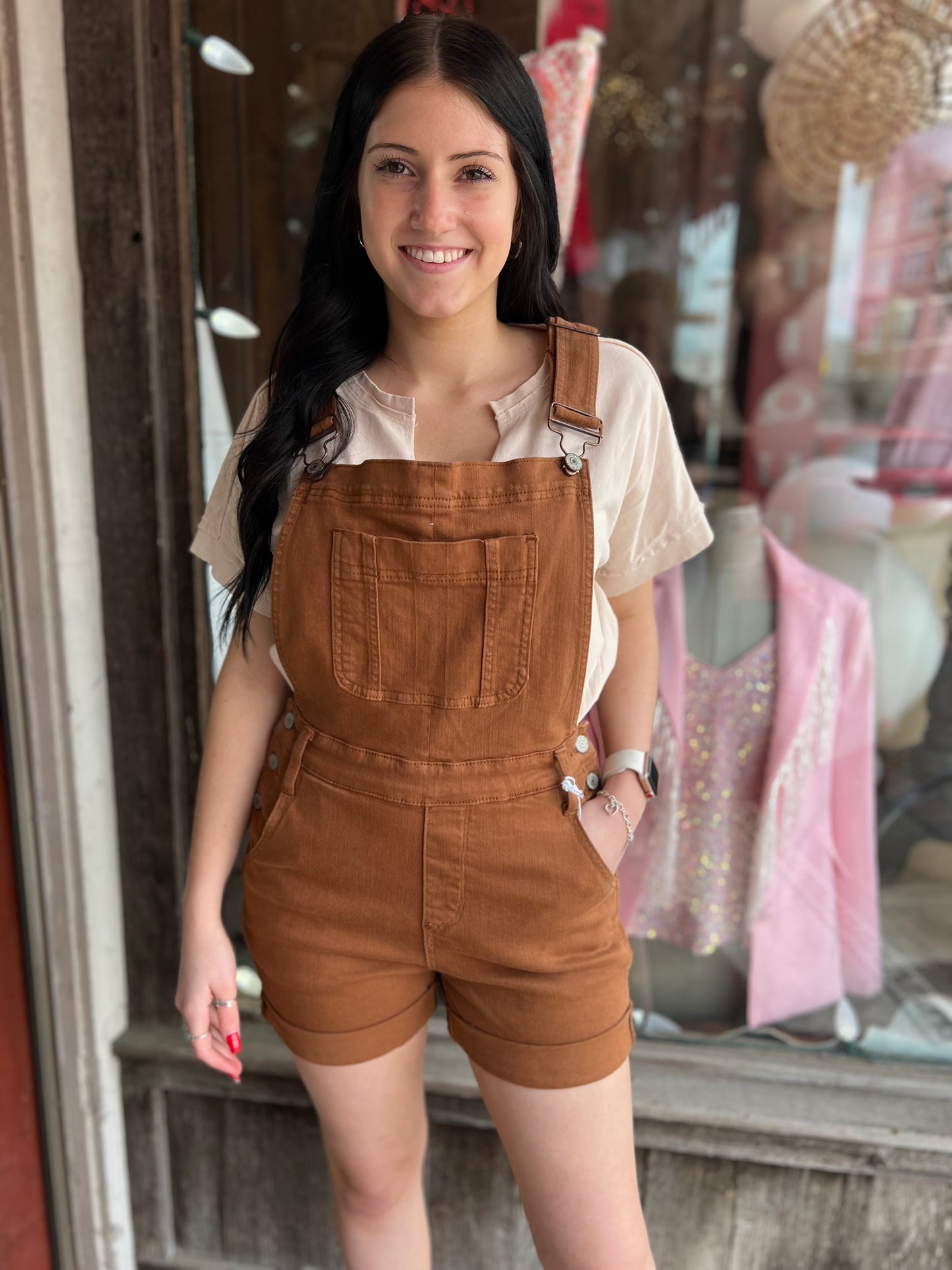 Judy Blue Brown Shorts Overalls