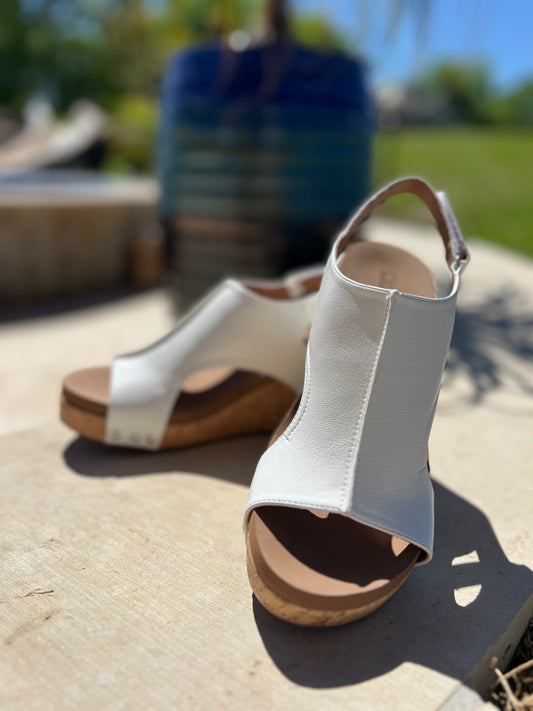 Corkys Carley White Smooth Wedges