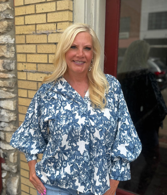 JODI BLUE FLORAL TOP