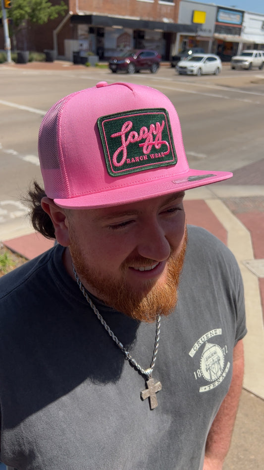 Lazy J Ranch Pink Green Breakaway Patch Hat