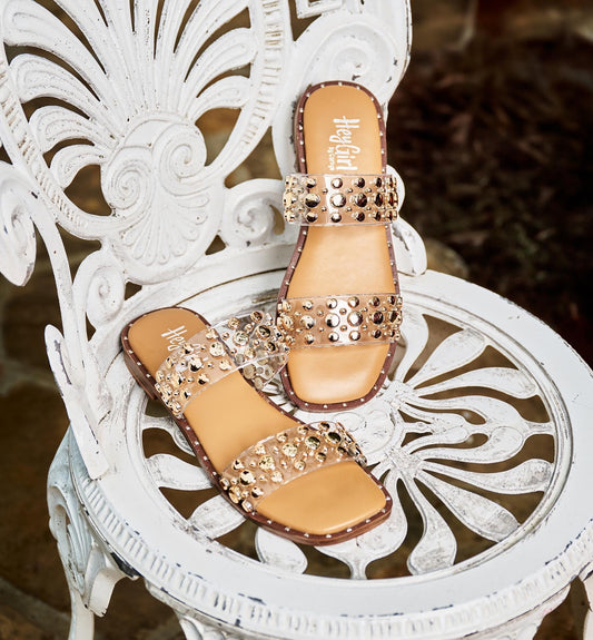 Corkys Magnet Clear Gold Sandals