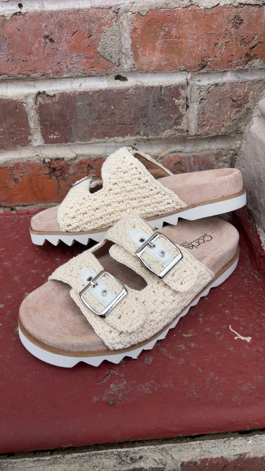 Corkys Dash Natural Crochet Sandals