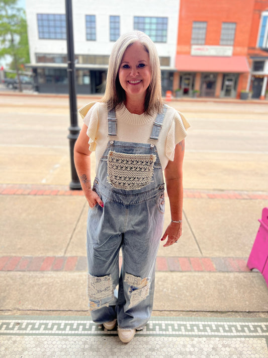 Patchwork Crochet Overalls