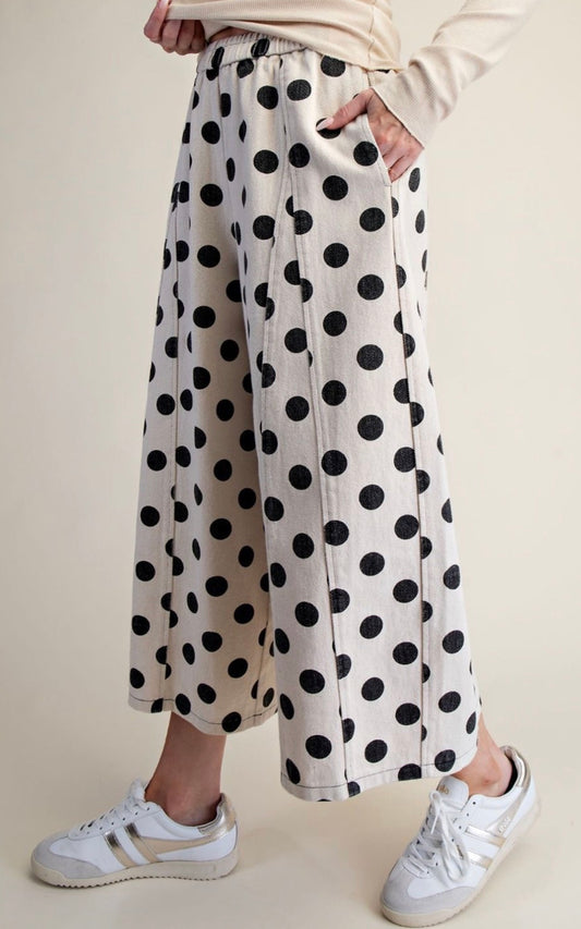 EASEL DOTS MINERAL WIDE LEG PANTS