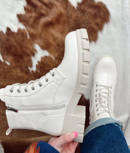 Corkys Cray Ivory Patent Boot