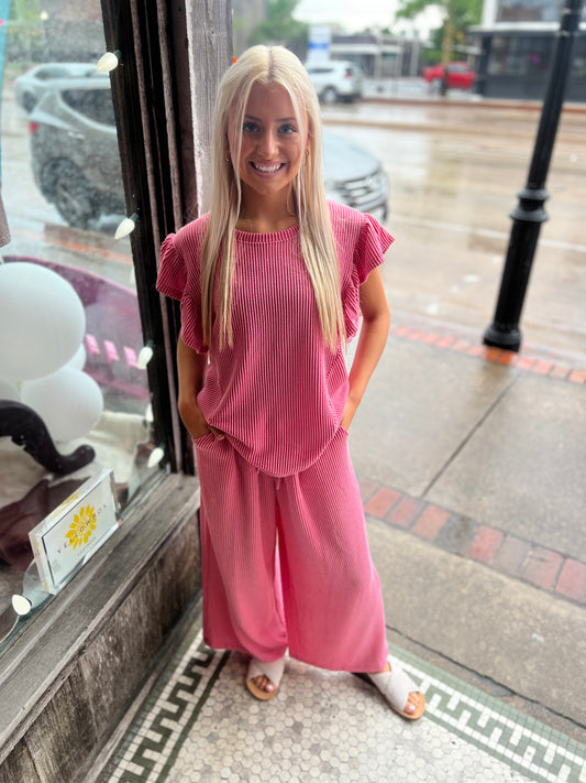 Tilly Textured Raspberry Pants
