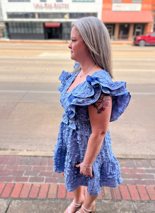 Eden Blue Crinkle Dress