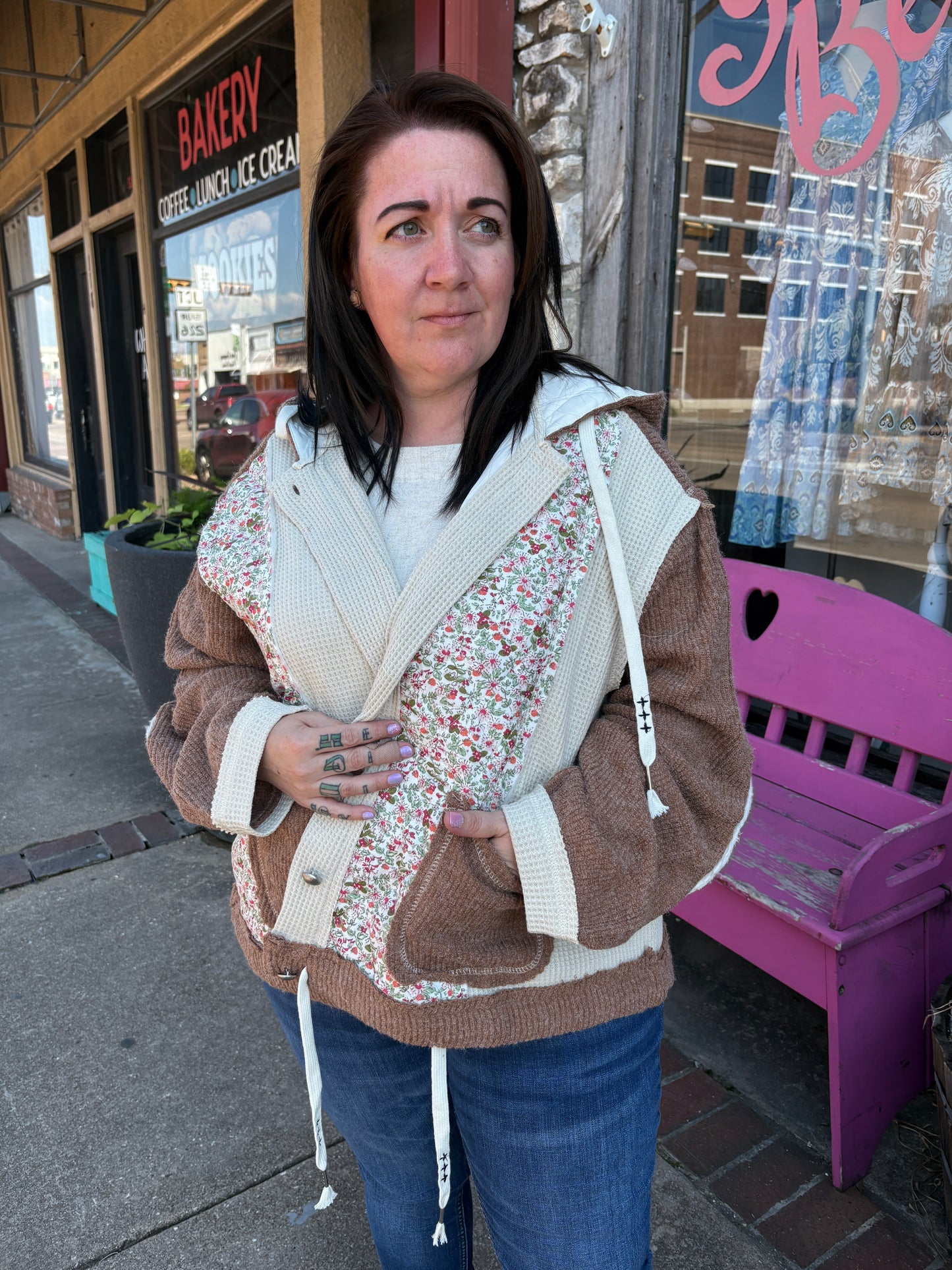 DENISE OATMEAL FLORAL JACKET