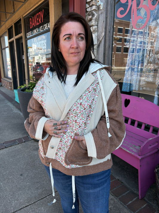 DENISE OATMEAL FLORAL JACKET