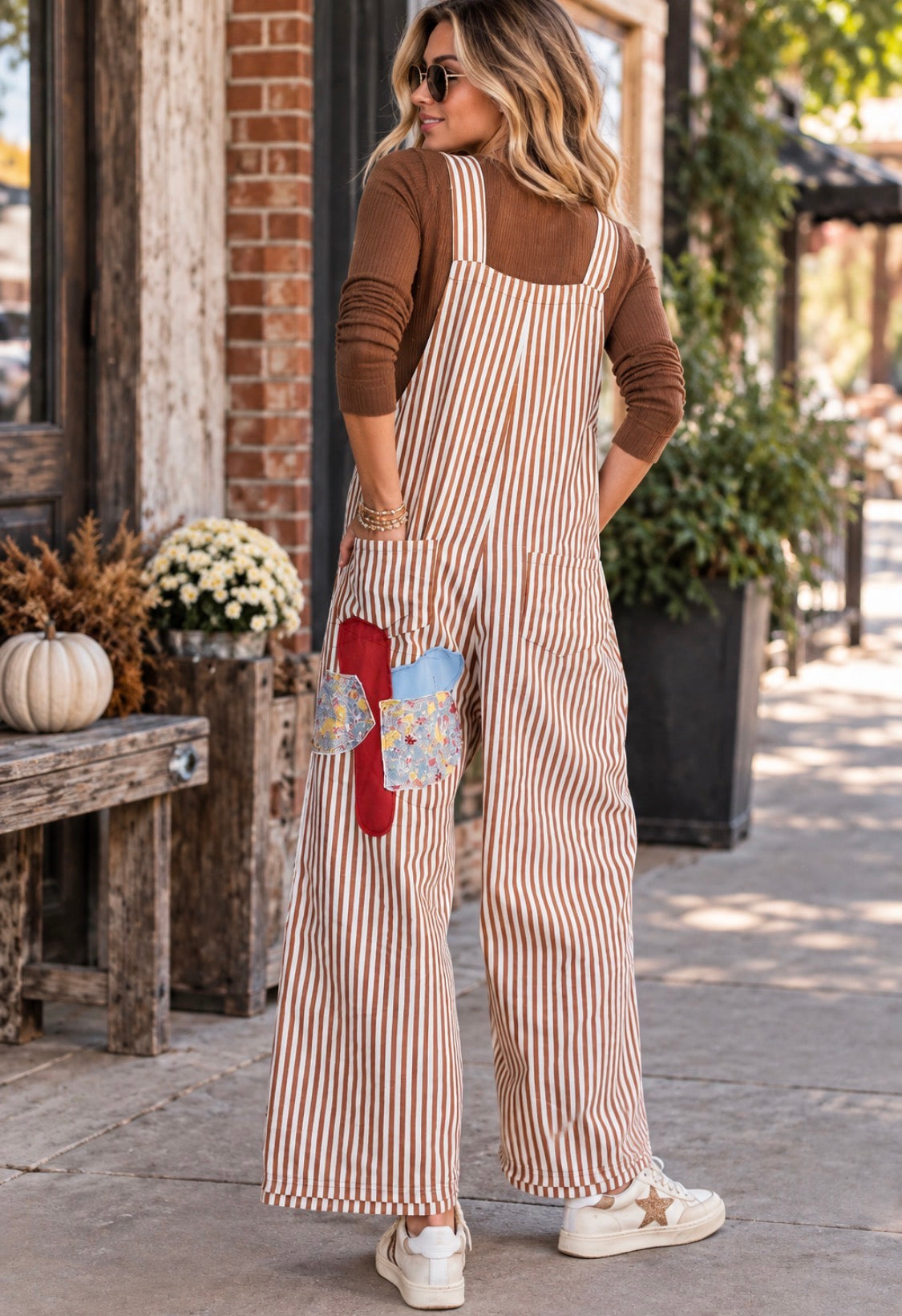 HIGH HOPES BROWN STRIPED OVERALLS