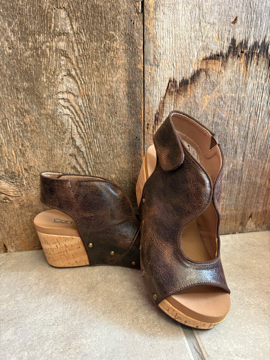 Corkys Frisky Espresso Crinkle Wedge