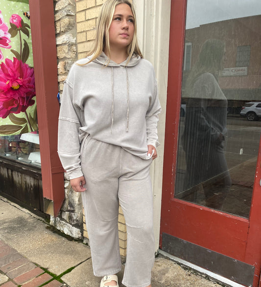 Grey Cozy Knit Textured Sweatshirt