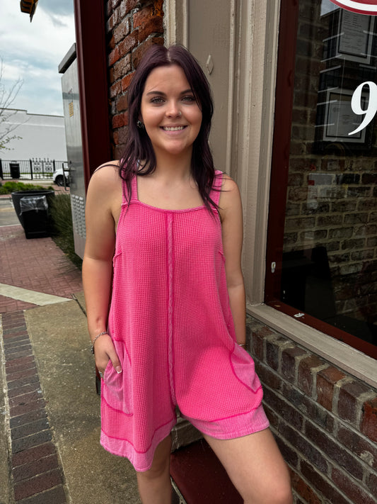 Pink Waffle Romper