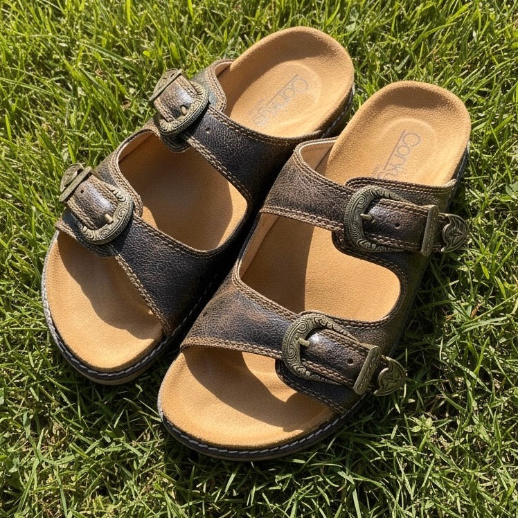 CORKYS ATTA GIRL ESPRESSO CRINKLE SANDALS