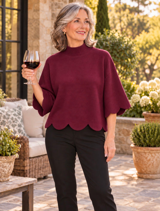 MEET ME FOR MERLOT SWEATER TOP