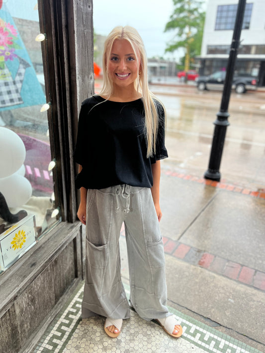 Keylee Black Ruffle Sleeve Top