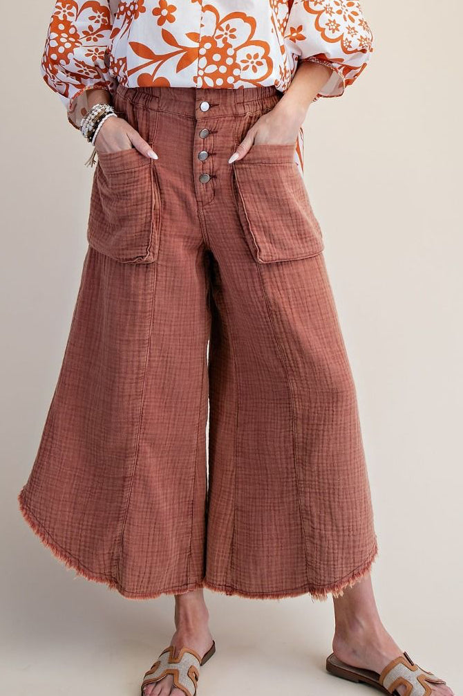 EASEL BUTTON FRONT PECAN PANTS